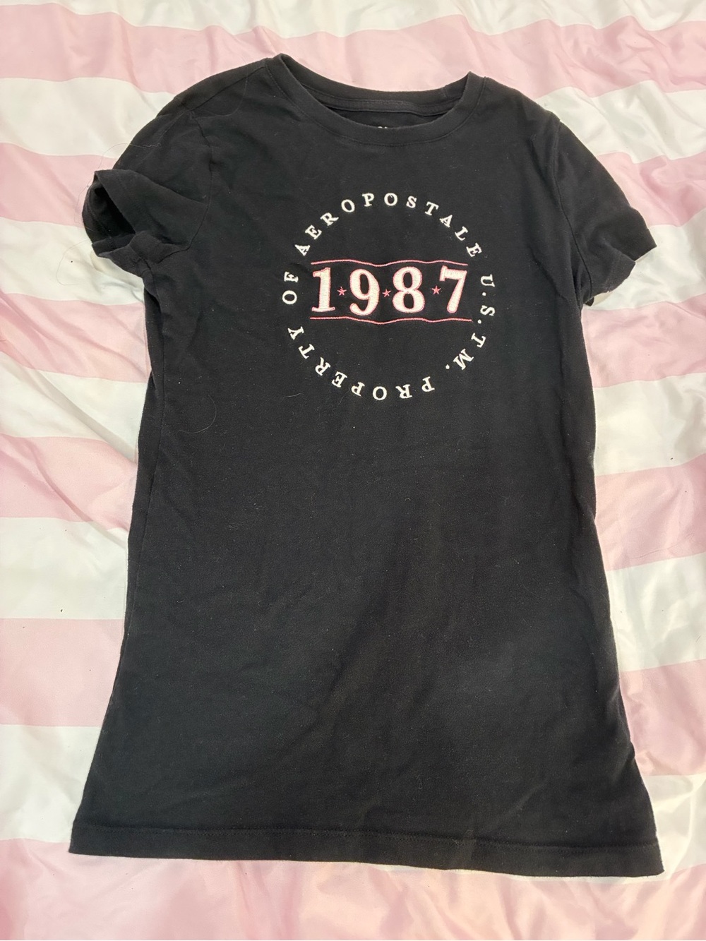 Aeropostale Black Tshirt Size S Embroidery